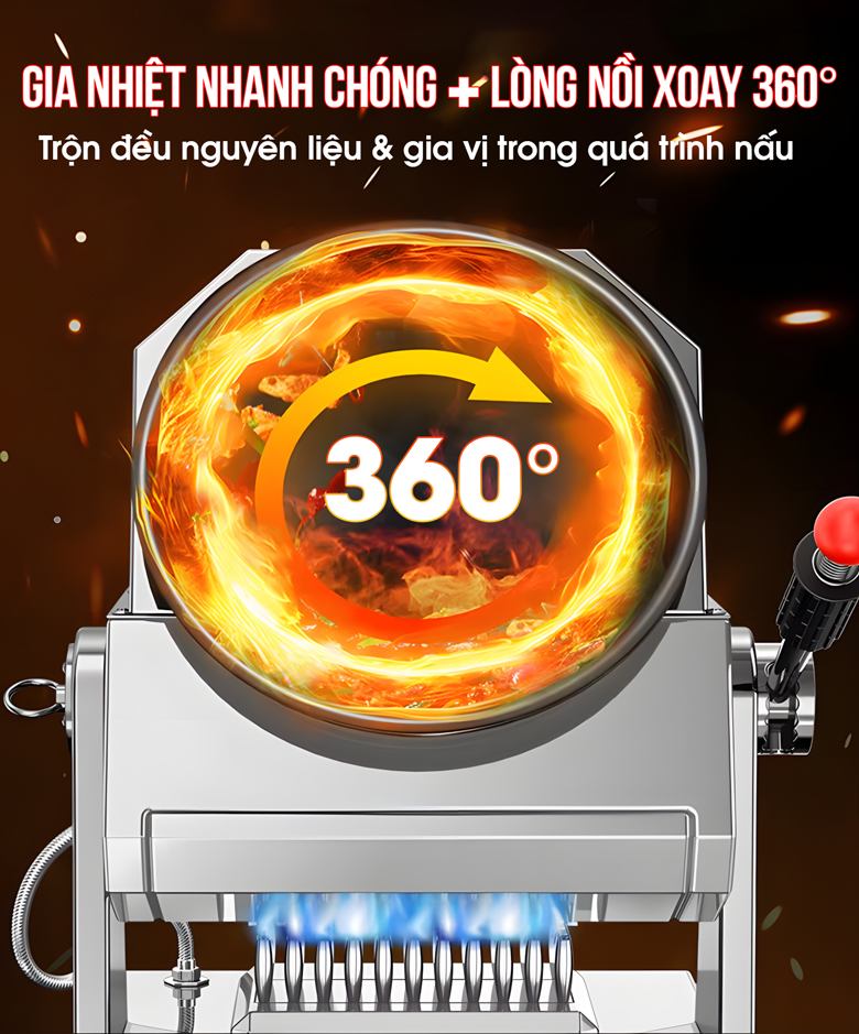 Gia nhiệt nhanh, đều với thiết kế nồi gang xoay tròn 360 độ