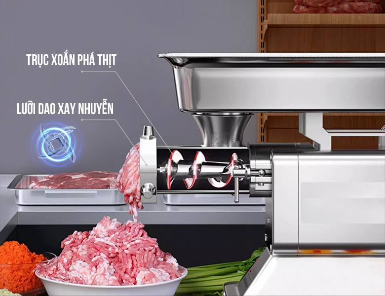 Bộ dao sắc bén, xay thịt nhuyễn đều, không vón cục