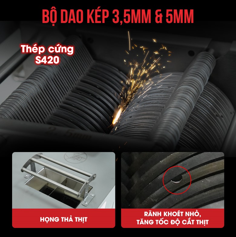 Bộ dao kép làm từ thép cứng S420 sắc bén, thái thịt nhanh chóng