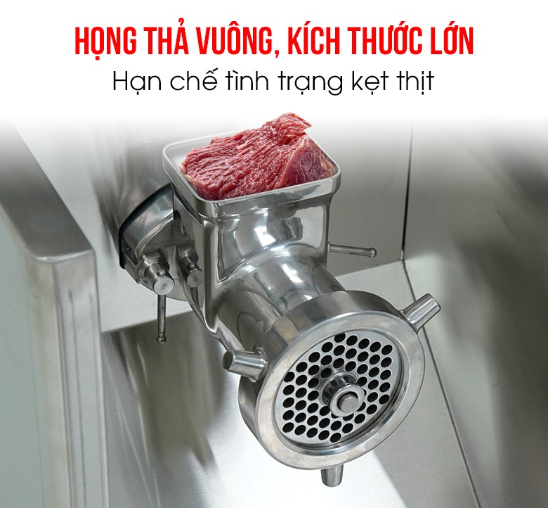 Họng thả lớn, hạn chế kẹt thịt