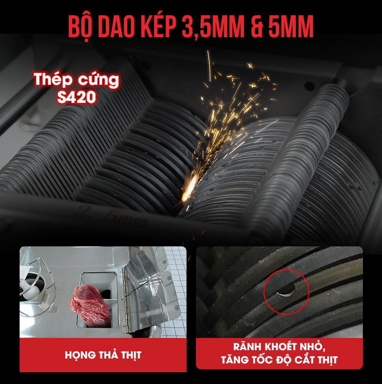 Bộ dao kép làm từ thép cứng S420 sắc bén, cắt thái thịt nhanh chóng