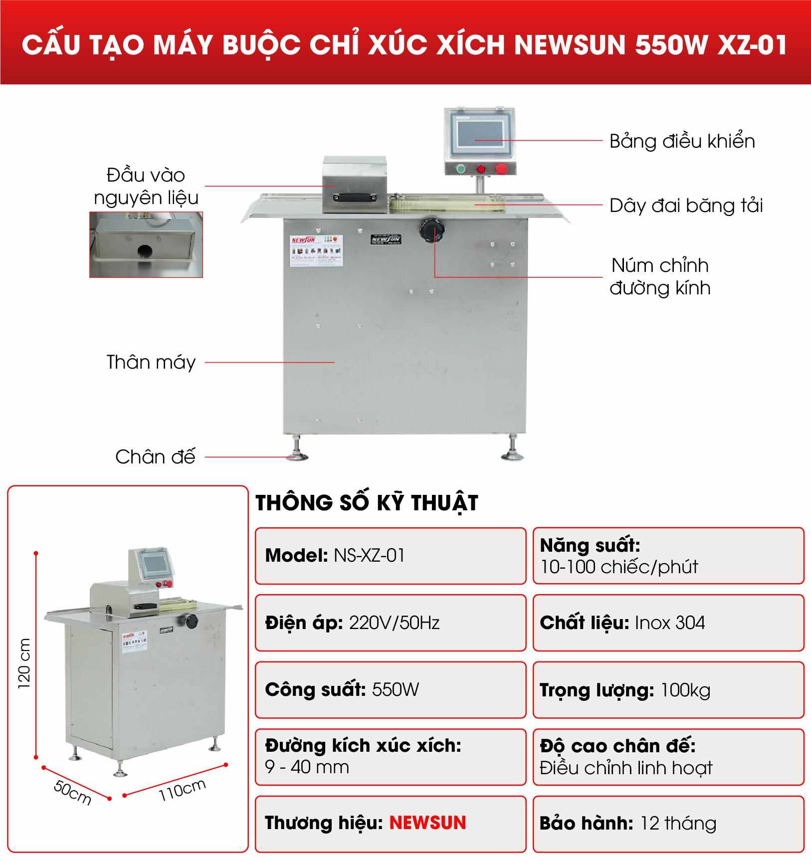 Cấu tạo và thông số kỹ thuật máy buộc chỉ xúc xích XZ-01 Cấu tạo và thông số kỹ thuật máy buộc chỉ xúc xích XZ-01