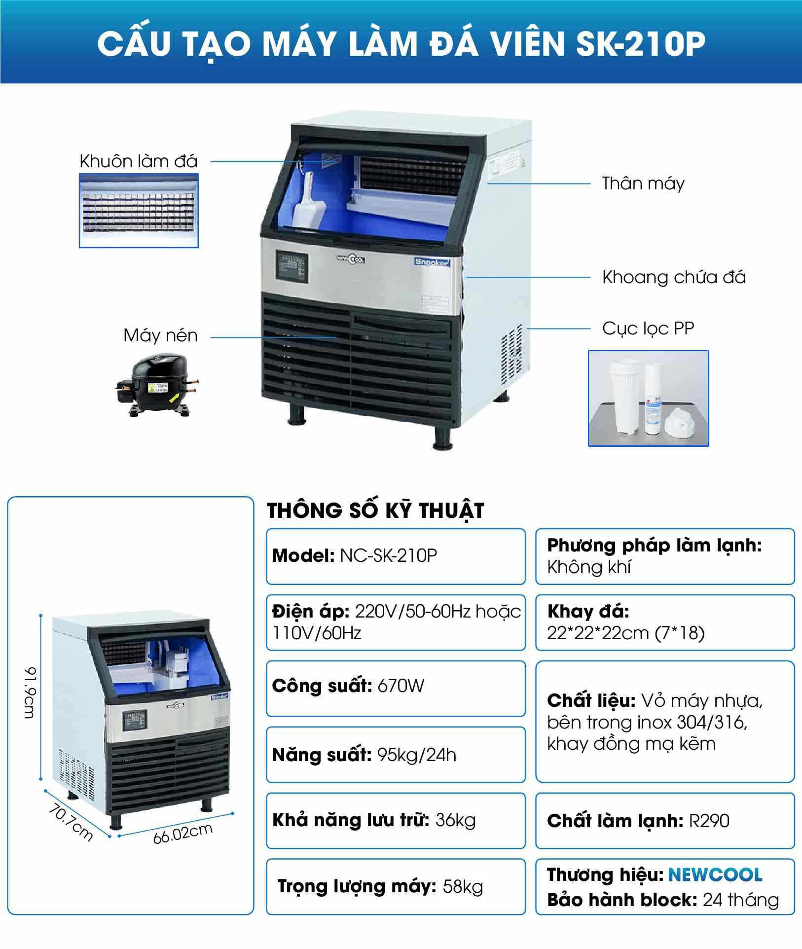 Cấu tạo máy làm đá viên 90kg SK-210P