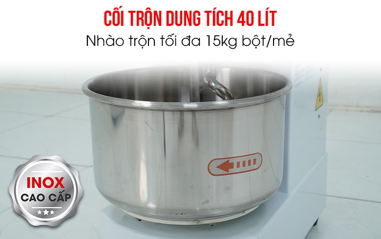 Dung tích cối trộn lên tới 40 lít