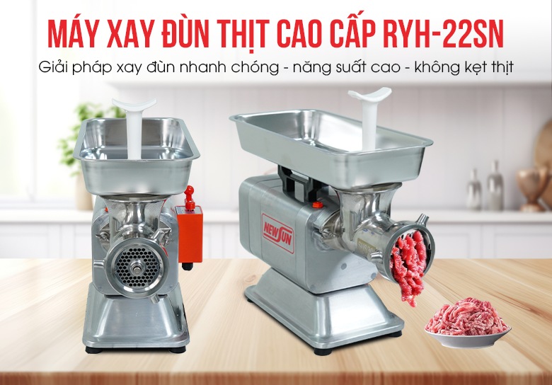 Máy xay đùn thịt RYH-22SN cao cấp – Chuyên gia xay thịt tươi sống với năng suất lên tới 220kg/h