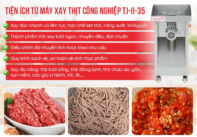Tiện ích từ máy xay thịt công nghiệp TJ-II-35