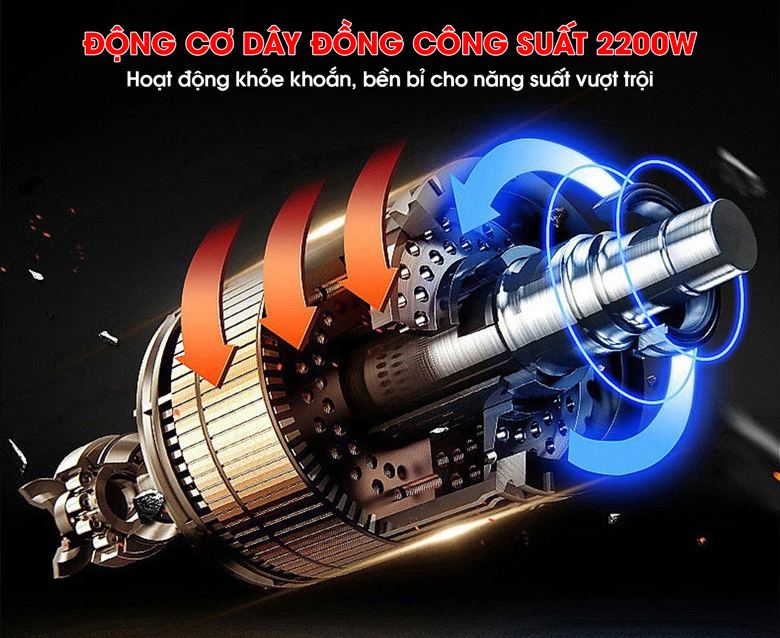 Động cơ dây đồng công suất lớn, hoạt động khỏe khoắn