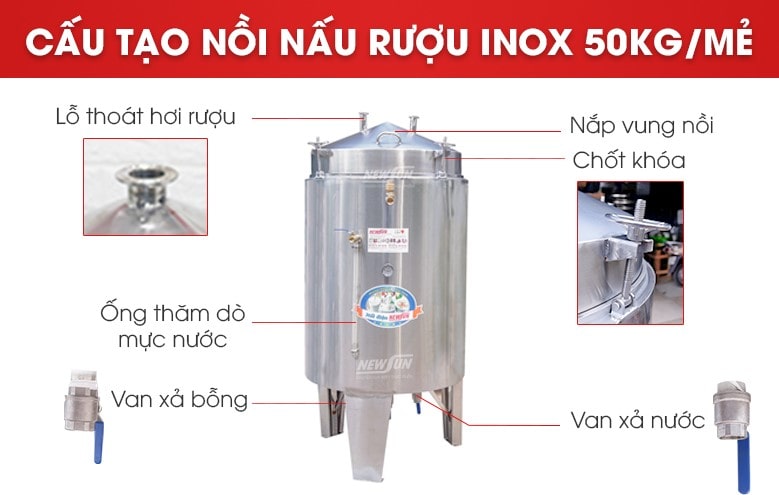 Cấu tạo cơ bản của một chiếc nồi nấu rượu bằng điện