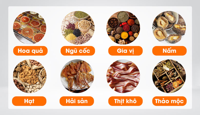 Máy sấy đa dạng các loại trái cây, thực phẩm