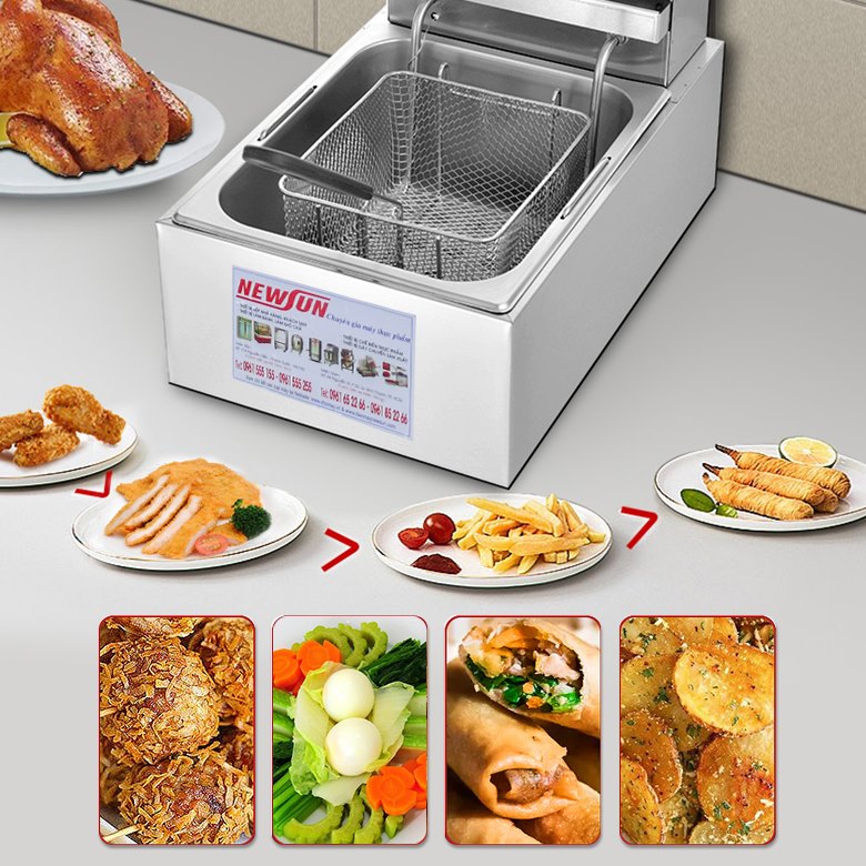Bếp chiên nhúng chiên đa dạng các loại thực phẩm khác nhau