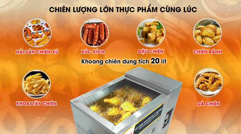 Chiên được thực phẩm số lượng lớn