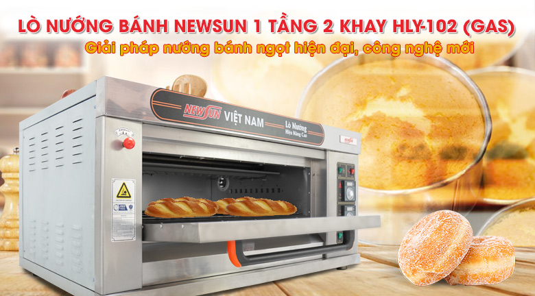 Lò nướng gas công nghiệp 1 tầng 2 khay HLY-102