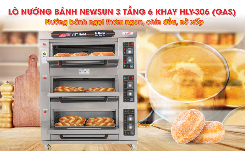 Lò nướng gas công nghiệp 3 tầng 6 khay HLY-306