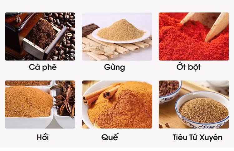 Thiết bị có khả năng nghiền nhiều loại thực phẩm, dược liệu cứng, khô