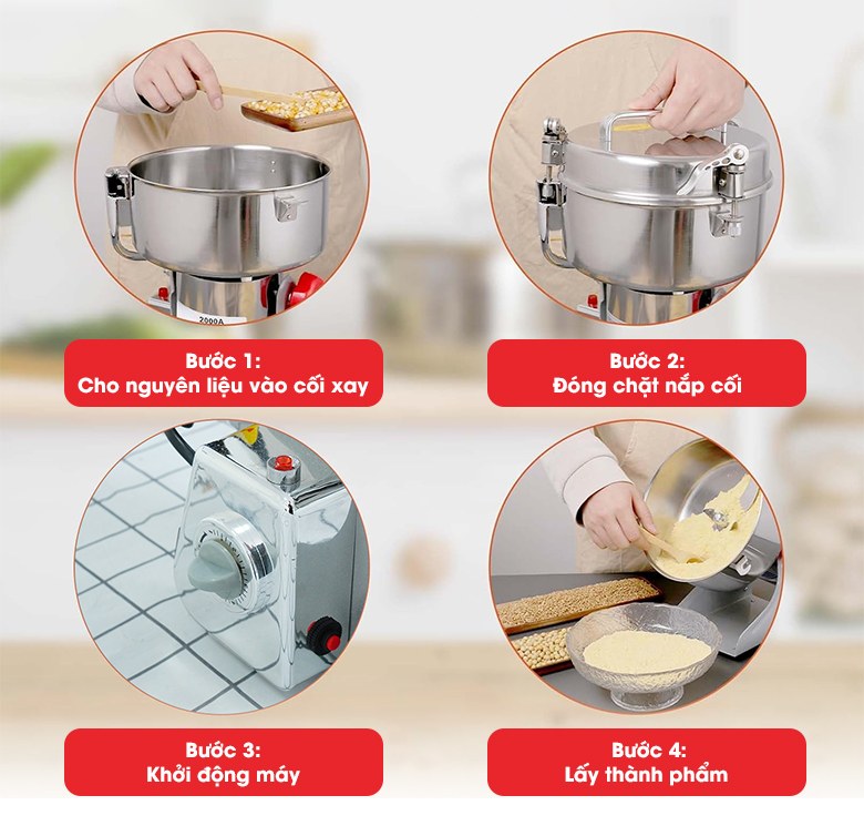 Các bước sử dụng thiết bị xay nghiền bột khô HR-10B