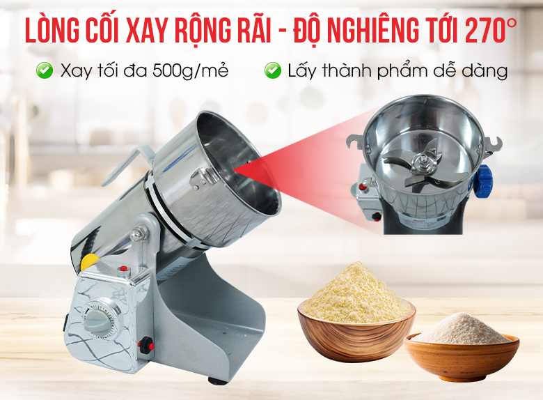 Cối xay nghiền dung tích lớn, thiết kế công thái học