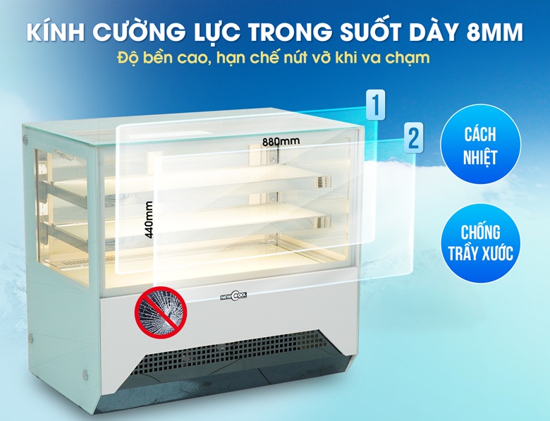Mặt kính vuông độc đáo, trong suốt và dày dặn