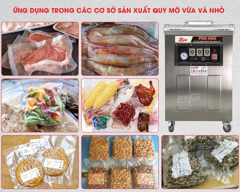Đóng gói và hút chân không được nhiều loại thực phảm