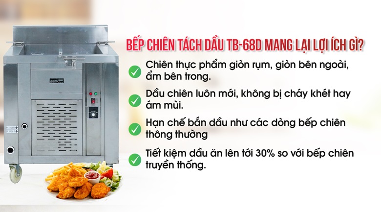 Lợi ích của bếp chiên tách dầu 150 lít TB-68D