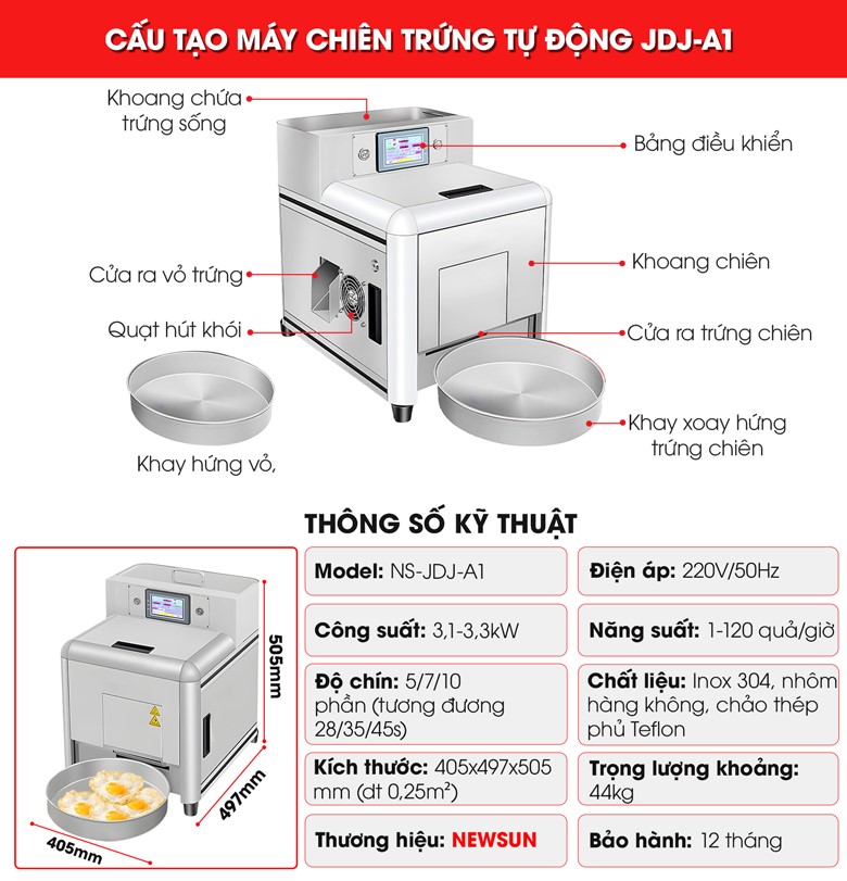 Cấu tạo máy chiên trứng JDJ-A1 Cấu tạo máy chiên trứng JDJ-A1