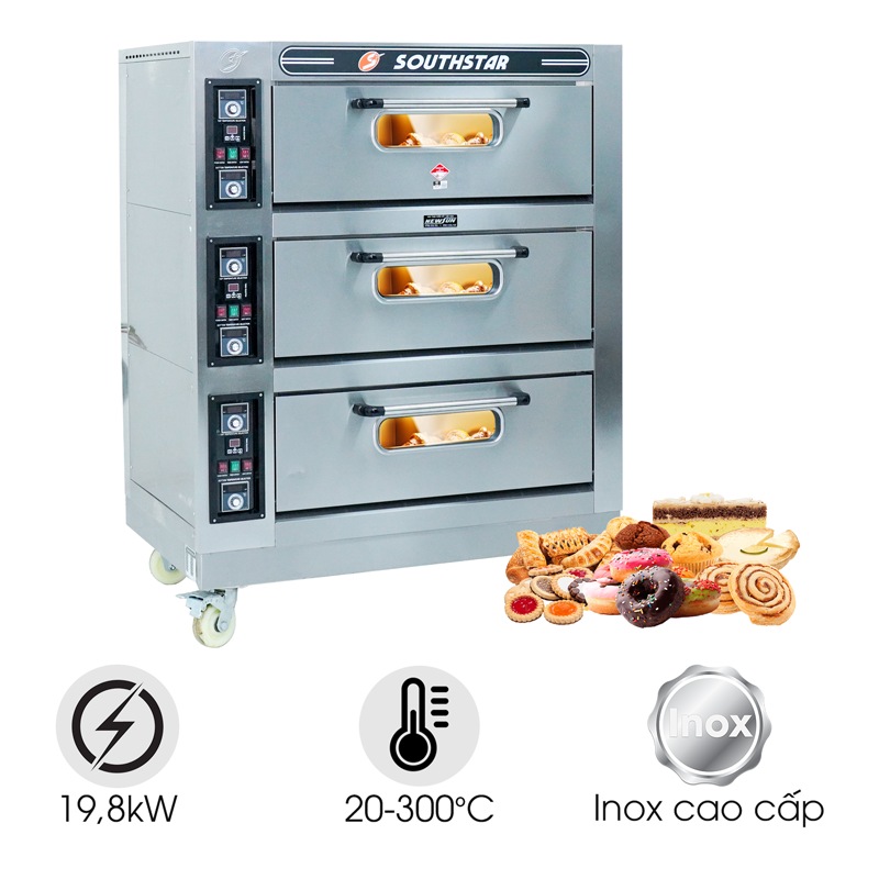 Lò nướng bánh Southstar 3 tầng 6 khay dùng điện