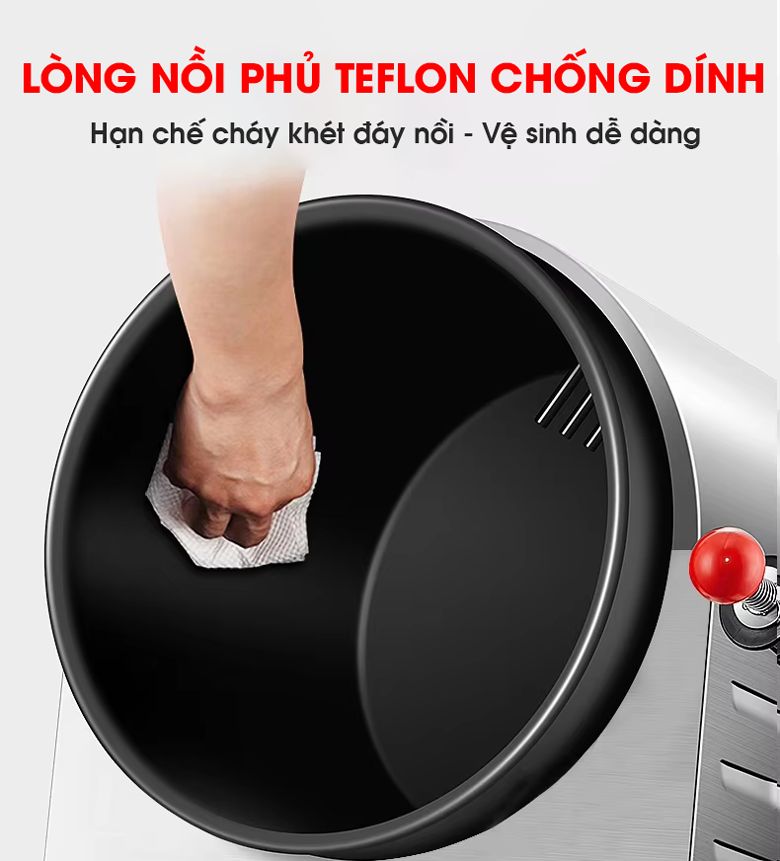 Lòng nồi được phủ một lớp Teflon chống dính