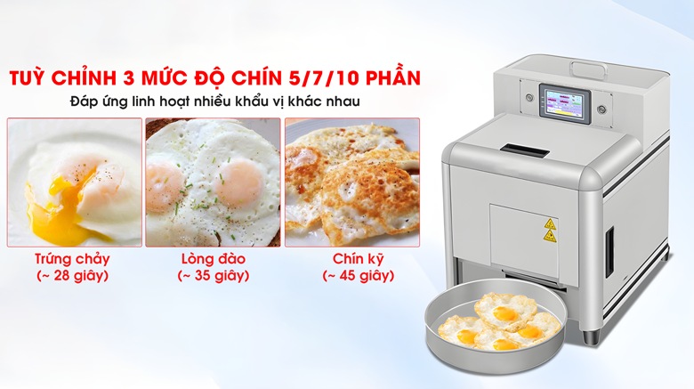 Máy ốp trứng tự động với 3 mức độ chín khác nhau 5/7/10 phần Máy ốp trứng tự động với 3 mức độ chín khác nhau 5/7/10 phần