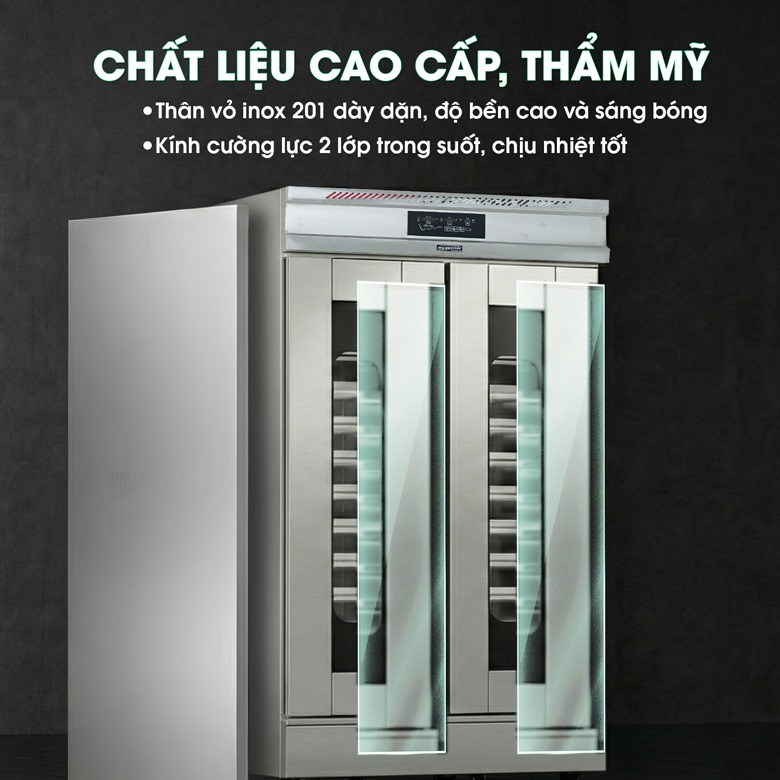 Chất liệu inox 201 cao cấp và kính cường lực 2 lớp trong suốt