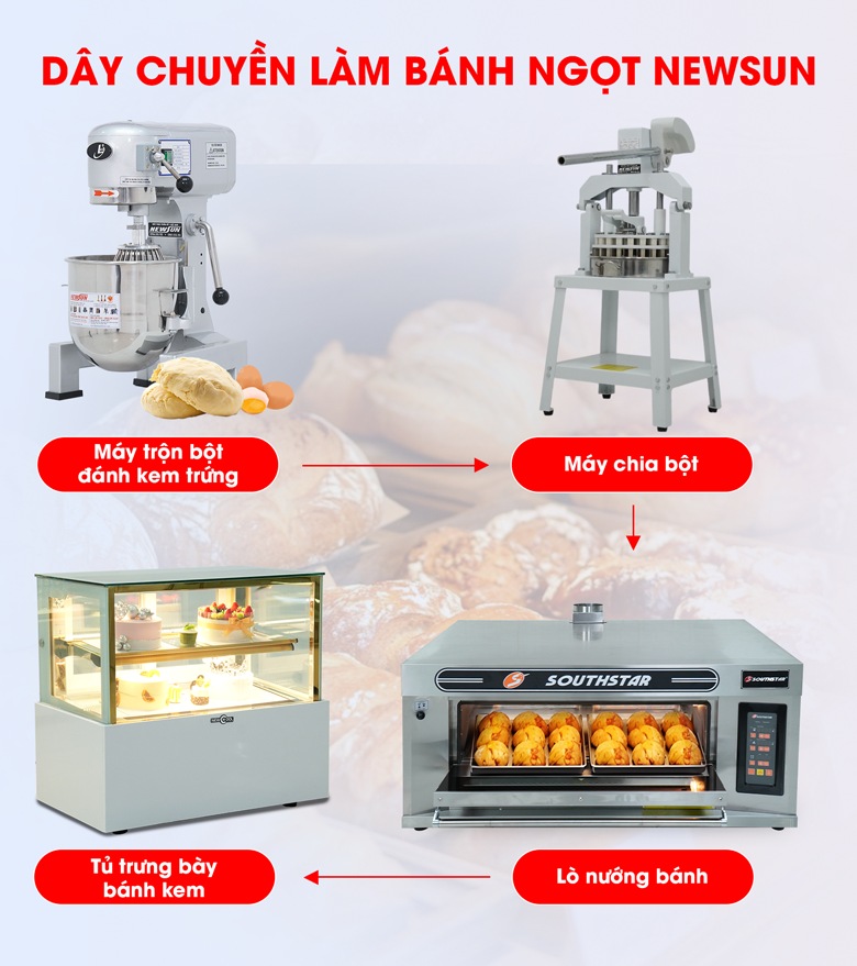 Tham khảo bộ thiết bị sản xuất kinh doanh bánh ngọt cơ bản