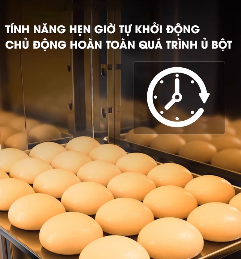 Tính năng hẹn giờ tự khởi động giúp chủ động thời gian ủ bột nướng bánh