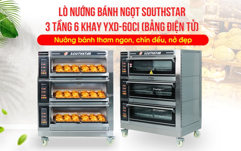 Lò nướng bánh Southstar điện 3 tầng 6 khay YXD-60CI (cao cấp)