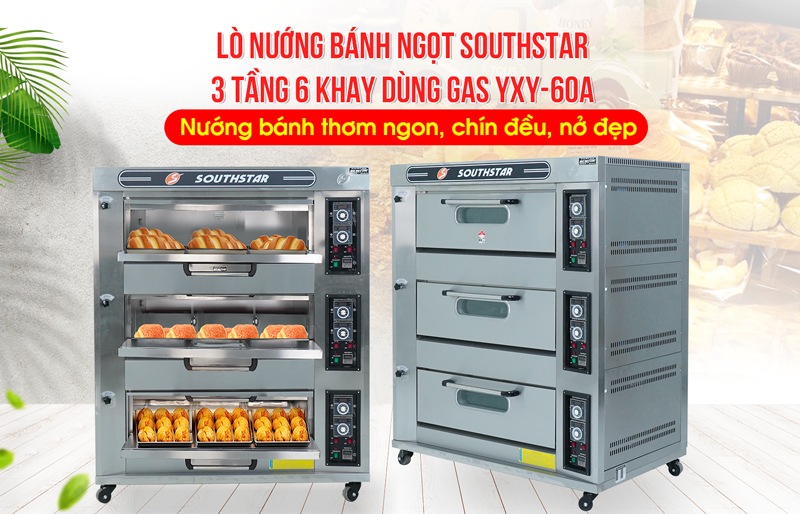 Lò nướng bánh Southstar 3 tầng 6 khay dùng gas YXY-60A
