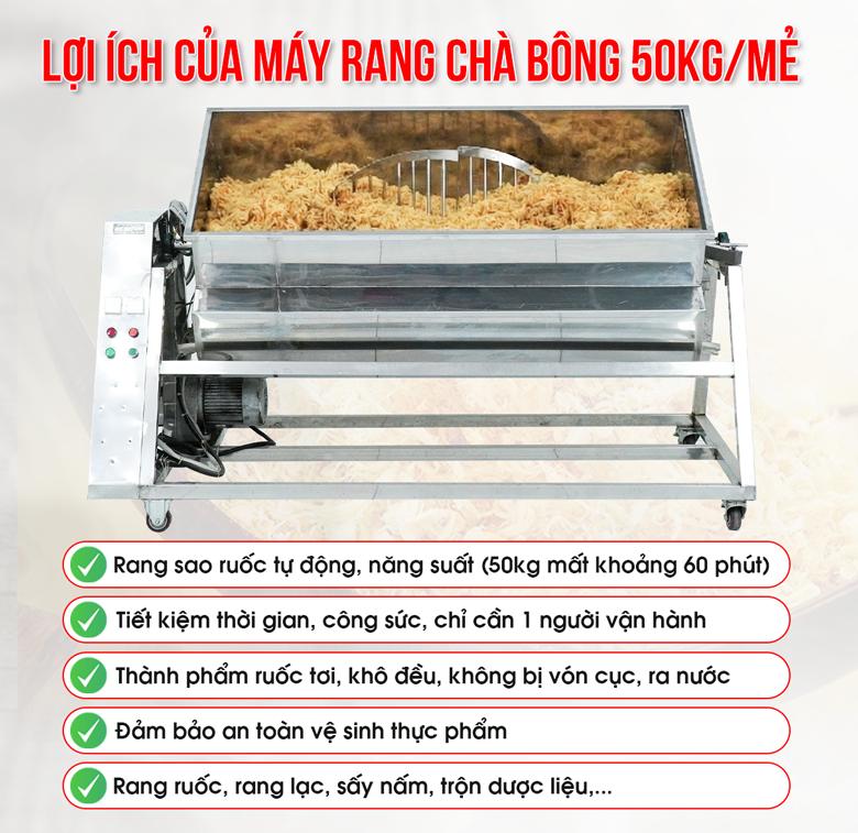 Lợi ích nhận được khi sử dụng máy rang chà bông 50kg/mẻ Lợi ích nhận được khi sử dụng máy rang chà bông 50kg/mẻ