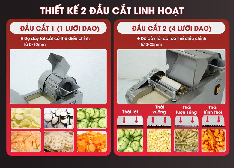Thiết kế 2 đầu cắt - Linh hoạt xử lý nhiều loại rau củ