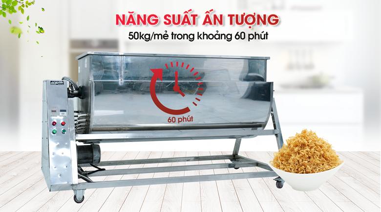 Năng suất ấn tượng, tối đa khoảng 50kg chà bông mỗi mẻ Năng suất ấn tượng, tối đa khoảng 50kg chà bông mỗi mẻ