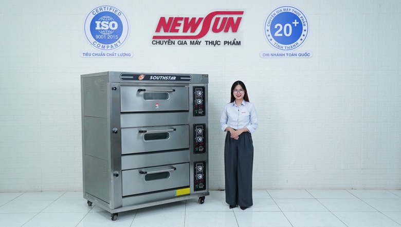 Thực tế lò nướng bánh Southstar dùng gas 3 tầng 6 khay