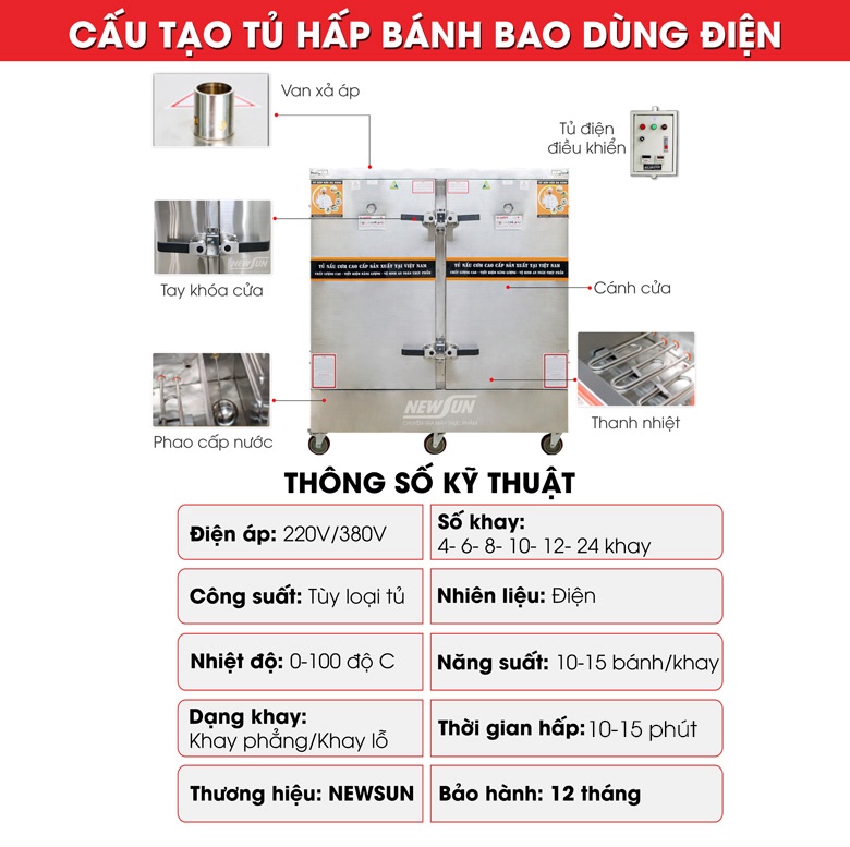 Cấu tạo của tủ hấp thực phẩm