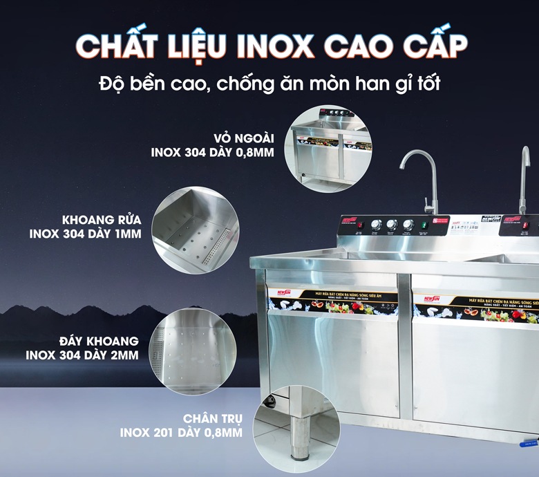 Chất liệu inox cao cấp, dày dặn và chống oxy hóa han gỉ tốt Chất liệu inox cao cấp, dày dặn và chống oxy hóa han gỉ tốt