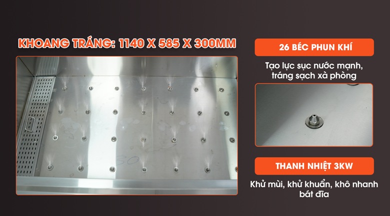 Chậu tráng tích hợp hệ thống sục khí mạnh mẽ và thanh gia nhiệt nước