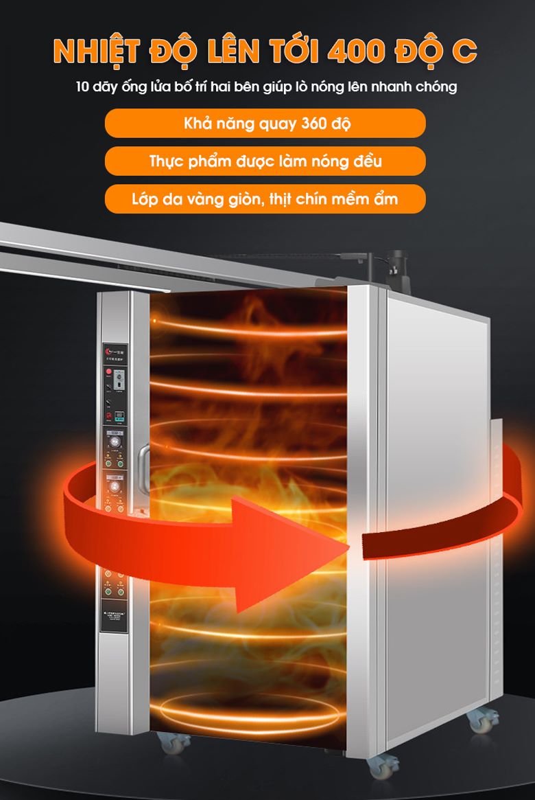 Trang bị 10 dãy ống lửa gas, giúp lò nóng nhanh