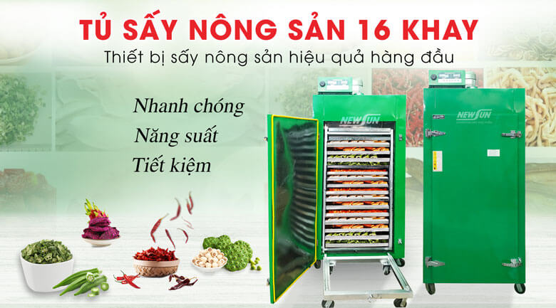 máy sấy rau củ công nghiệp 16 khay