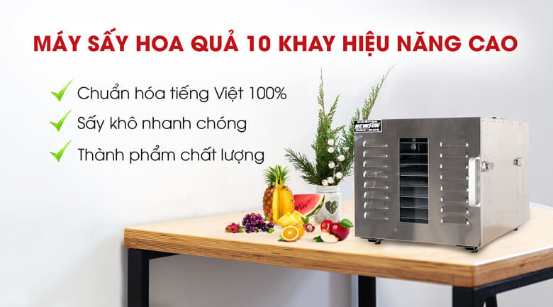 máy sấy thực phẩm mini loại nào tốt? 10 khay