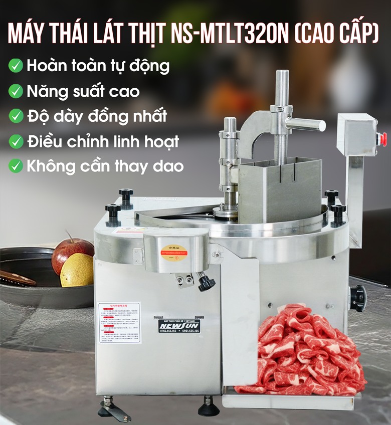Máy thái thịt tự động NS-MTLT320N cao cấp – Chuyên gia thái lát thịt sống, thịt chín, thịt se lạnh