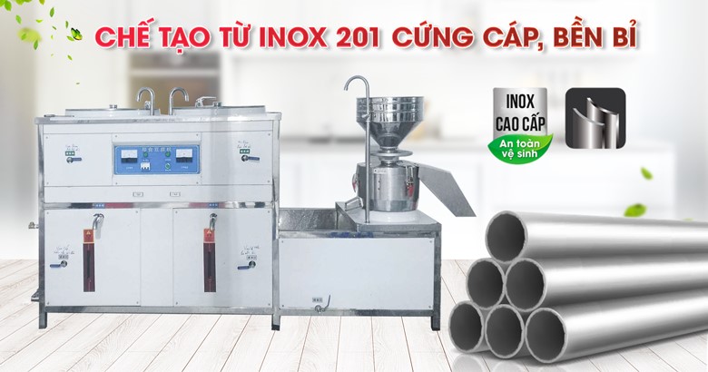 Khung máy được làm từ inox 201