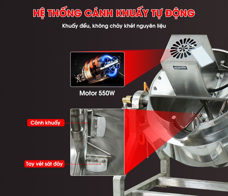 Cánh khuấy tự động thông minh – Khuấy đảo liên tục, nấu chín đều, không cháy khét