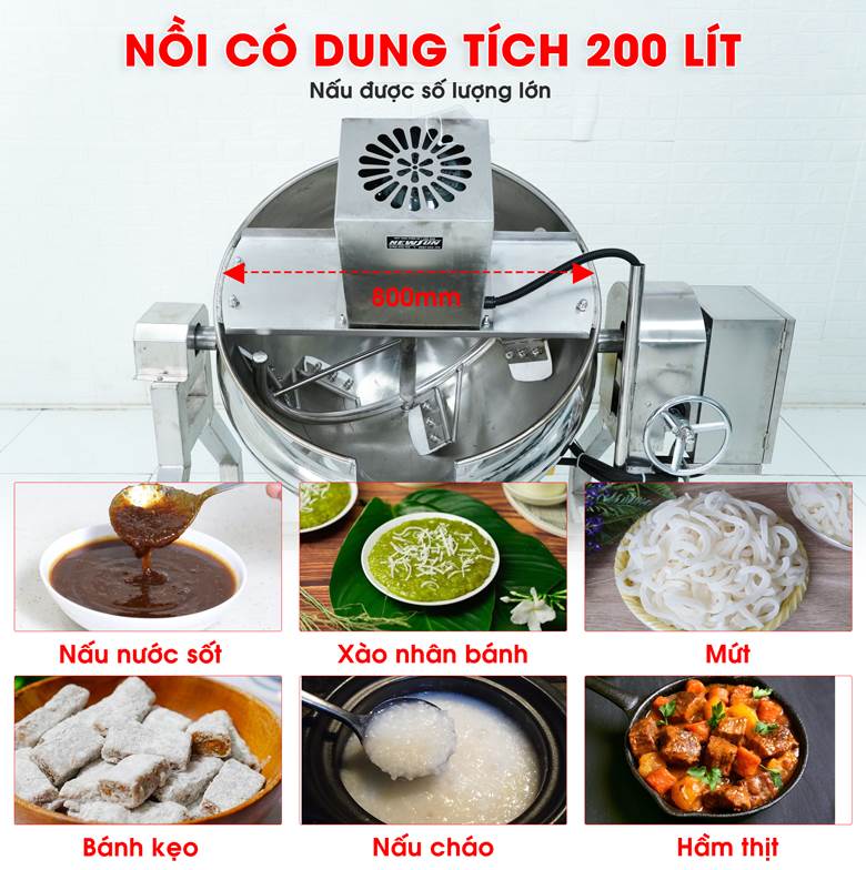 Dung tích 200 lít, đáp ứng nhu cầu sản xuất lớn