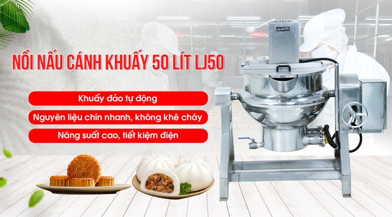 Nồi nấu cánh khuấy 50 lít LJ50 dùng điện 