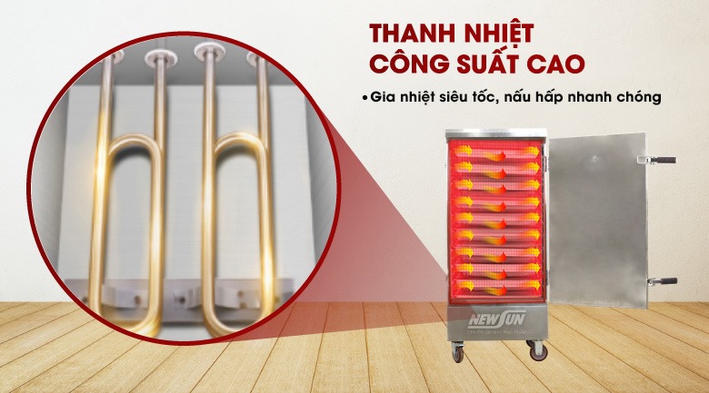 Thanh nhiệt công suất cao, rút ngắn thời gian hấp
