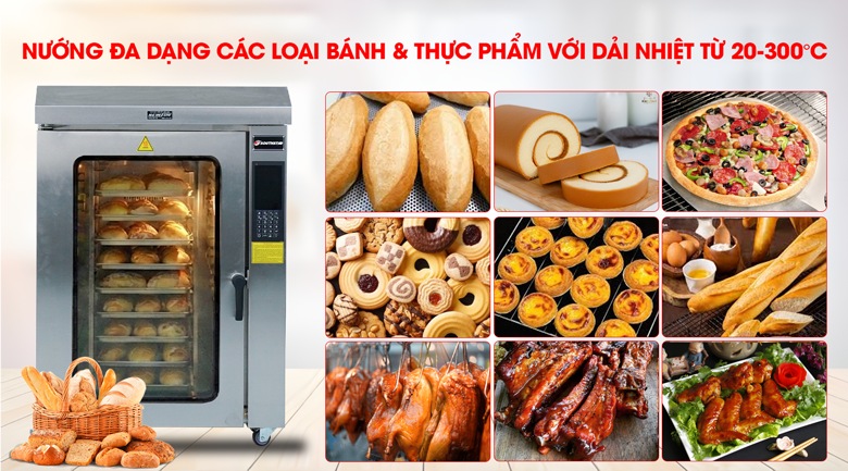 Dải nhiệt rộng, nướng đa dạng loại bánh và thực phẩm Dải nhiệt rộng, nướng đa dạng loại bánh và thực phẩm