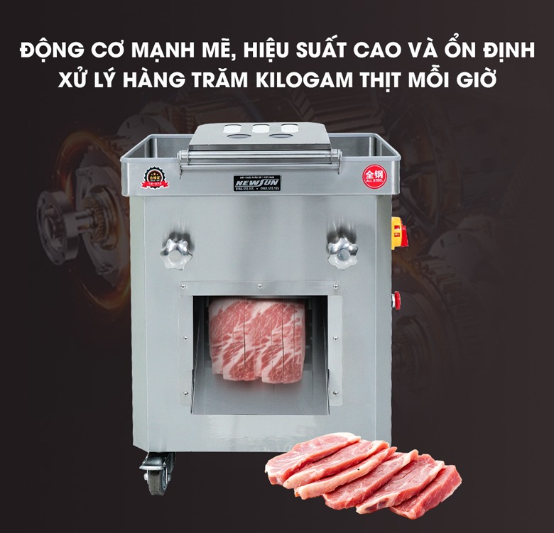 Động cơ mạnh mẽ, xử lý hàng trăm kilogam thịt mỗi giờ Động cơ mạnh mẽ, xử lý hàng trăm kilogam thịt mỗi giờ